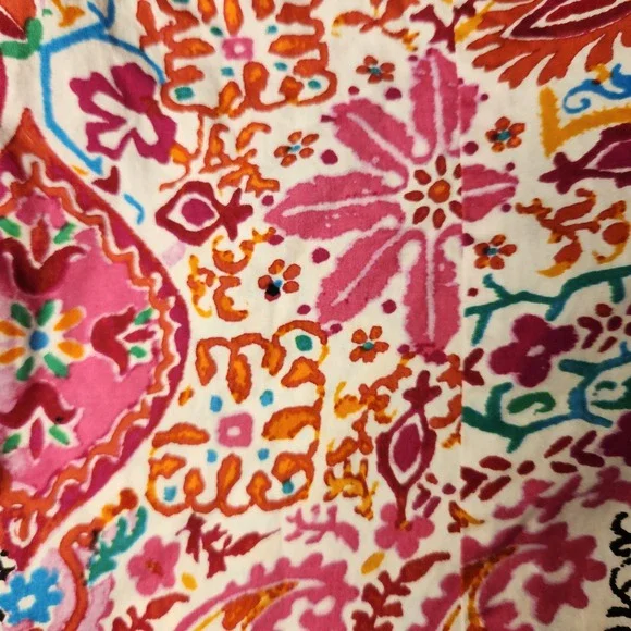 Lauren Ralph Lauren Womens Medium Cotton Paisley Boho Button Up Shirt Multi - Picture 8 of 9